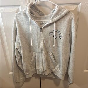 Hollister Light Gray NYC Zip-Up Hoodie size small